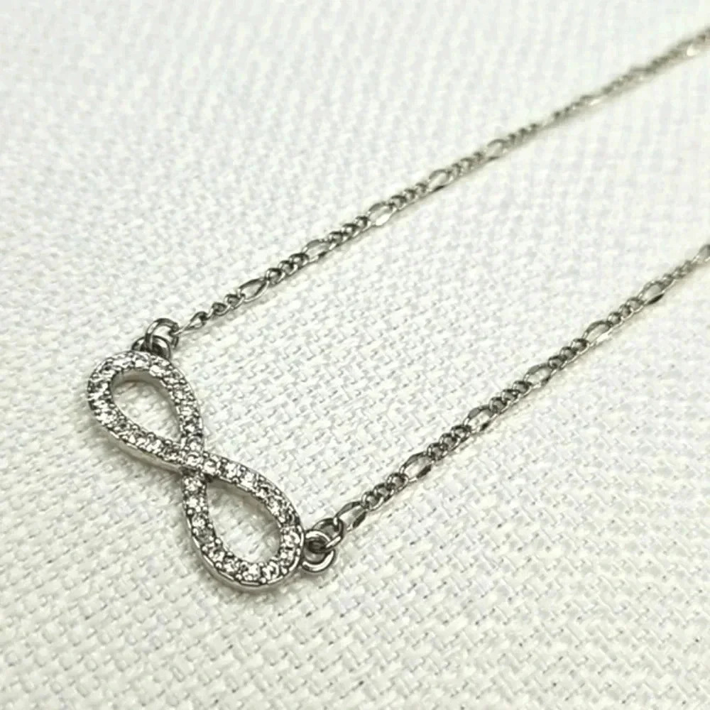 Lia Sophia Infinity Symbol Pave Reversible Silver Chain Necklace